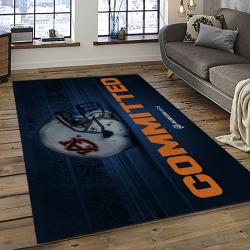 ncaa auburn tigers college sport basketball and foolball team logo rectangle area rug dark room ats39