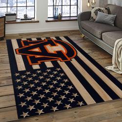 ncaa auburn tigers college sport basketball and foolball team logo rectangle area rug dark room ats43