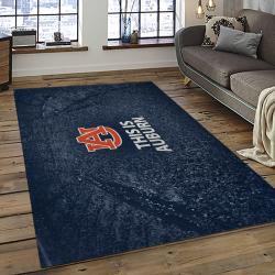 ncaa auburn tigers college sport basketball and foolball team logo rectangle area rug dark room ats48