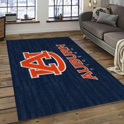 ncaa auburn tigers college sport basketball and foolball team logo rectangle area rug dark room ats50