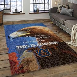 ncaa auburn tigers college sport basketball and foolball team logo rectangle area rug dark room ats57
