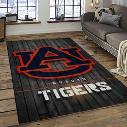 ncaa auburn tigers college sport basketball and foolball team logo rectangle area rug dark room ats59