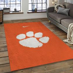 ncaa clemson tigers college sport basketball and foolball team logo rectangle area rug dark room ct01