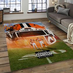 ncaa clemson tigers college sport basketball and foolball team logo rectangle area rug dark room ct02