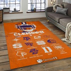 ncaa clemson tigers college sport basketball and foolball team logo rectangle area rug dark room ct04