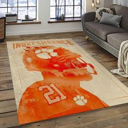 ncaa clemson tigers college sport basketball and foolball team logo rectangle area rug dark room ct05