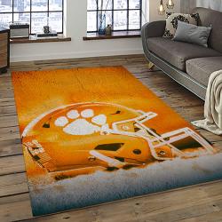 ncaa clemson tigers college sport basketball and foolball team logo rectangle area rug dark room ct06