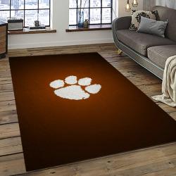 ncaa clemson tigers college sport basketball and foolball team logo rectangle area rug dark room ct08