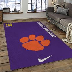 ncaa clemson tigers college sport basketball and foolball team logo rectangle area rug dark room ct16