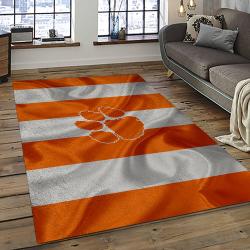 ncaa clemson tigers college sport basketball and foolball team logo rectangle area rug dark room ct20