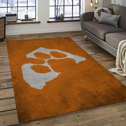 ncaa clemson tigers college sport basketball and foolball team logo rectangle area rug dark room ct21