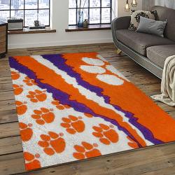 ncaa clemson tigers college sport basketball and foolball team logo rectangle area rug dark room ct24