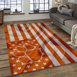 ncaa clemson tigers college sport basketball and foolball team logo rectangle area rug dark room ct26