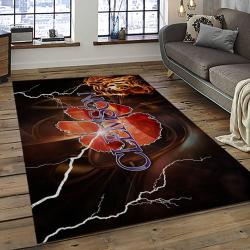 ncaa clemson tigers college sport basketball and foolball team logo rectangle area rug dark room ct31