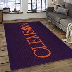 ncaa clemson tigers college sport basketball and foolball team logo rectangle area rug dark room ct33