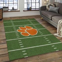 ncaa clemson tigers college sport basketball and foolball team logo rectangle area rug dark room ct37
