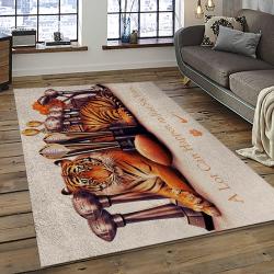 ncaa clemson tigers college sport basketball and foolball team logo rectangle area rug dark room ct41