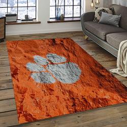 ncaa clemson tigers college sport basketball and foolball team logo rectangle area rug dark room ct42