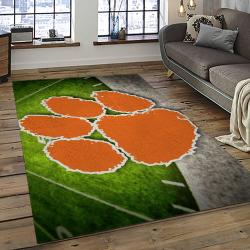 ncaa clemson tigers college sport basketball and foolball team logo rectangle area rug dark room ct45