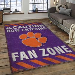 ncaa clemson tigers college sport basketball and foolball team logo rectangle area rug dark room ct51