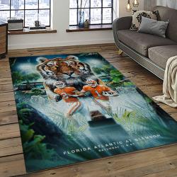 ncaa clemson tigers college sport basketball and foolball team logo rectangle area rug dark room ct52
