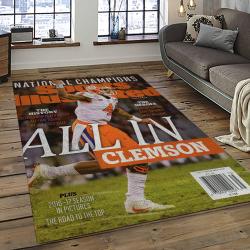 ncaa clemson tigers college sport basketball and foolball team logo rectangle area rug dark room ct54
