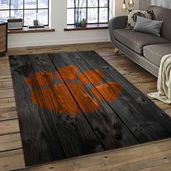 ncaa clemson tigers college sport basketball and foolball team logo rectangle area rug dark room ct56