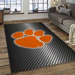 ncaa clemson tigers college sport basketball and foolball team logo rectangle area rug dark room ct58