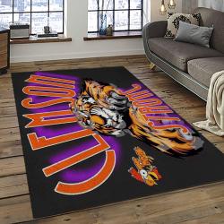 ncaa clemson tigers college sport basketball and foolball team logo rectangle area rug dark room ct65
