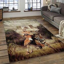 ncaa clemson tigers college sport basketball and foolball team logo rectangle area rug dark room ct70