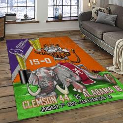 ncaa clemson tigers college sport basketball and foolball team logo rectangle area rug dark room ct72