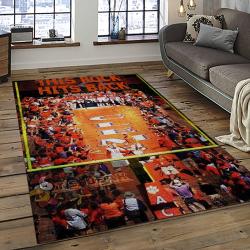 ncaa clemson tigers college sport basketball and foolball team logo rectangle area rug dark room ct74