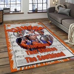 ncaa clemson tigers college sport basketball and foolball team logo rectangle area rug dark room ct77