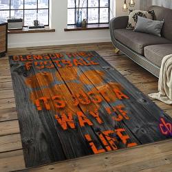 ncaa clemson tigers college sport basketball and foolball team logo rectangle area rug dark room ct80