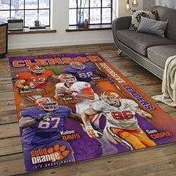 ncaa clemson tigers college sport basketball and foolball team logo rectangle area rug dark room ct81
