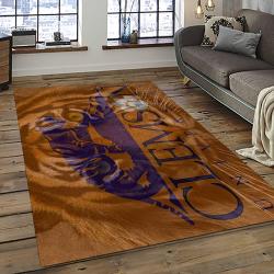 ncaa clemson tigers college sport basketball and foolball team logo rectangle area rug dark room ct83