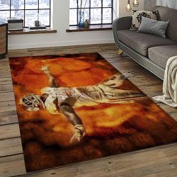 ncaa clemson tigers college sport basketball and foolball team logo rectangle area rug dark room ct84