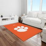 ncaa clemson tigers college sport basketball and foolball team logo rectangle area rug light room ct01