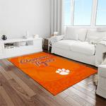 ncaa clemson tigers college sport basketball and foolball team logo rectangle area rug light room ct03