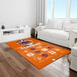NCAA Clemson Tigers College Sport Basketball And Foolball Team Logo Rectangle Area Rug CT04