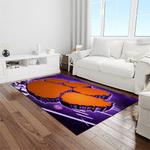 ncaa clemson tigers college sport basketball and foolball team logo rectangle area rug light room ct10