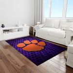 ncaa clemson tigers college sport basketball and foolball team logo rectangle area rug light room ct11