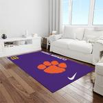 ncaa clemson tigers college sport basketball and foolball team logo rectangle area rug light room ct16