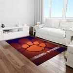 ncaa clemson tigers college sport basketball and foolball team logo rectangle area rug light room ct23