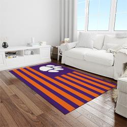 NCAA Clemson Tigers College Sport Basketball And Foolball Team Logo Rectangle Area Rug CT28
