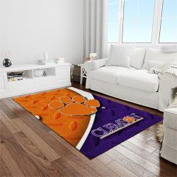 NCAA Clemson Tigers College Sport Basketball And Foolball Team Logo Rectangle Area Rug CT39
