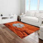 ncaa clemson tigers college sport basketball and foolball team logo rectangle area rug light room ct42