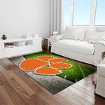 ncaa clemson tigers college sport basketball and foolball team logo rectangle area rug light room ct45