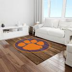 ncaa clemson tigers college sport basketball and foolball team logo rectangle area rug light room ct57