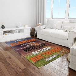 NCAA Clemson Tigers College Sport Basketball And Foolball Team Logo Rectangle Area Rug CT68